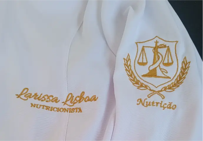 Bordado de Nome, Profissão e Brasão Profissional em Jaleco